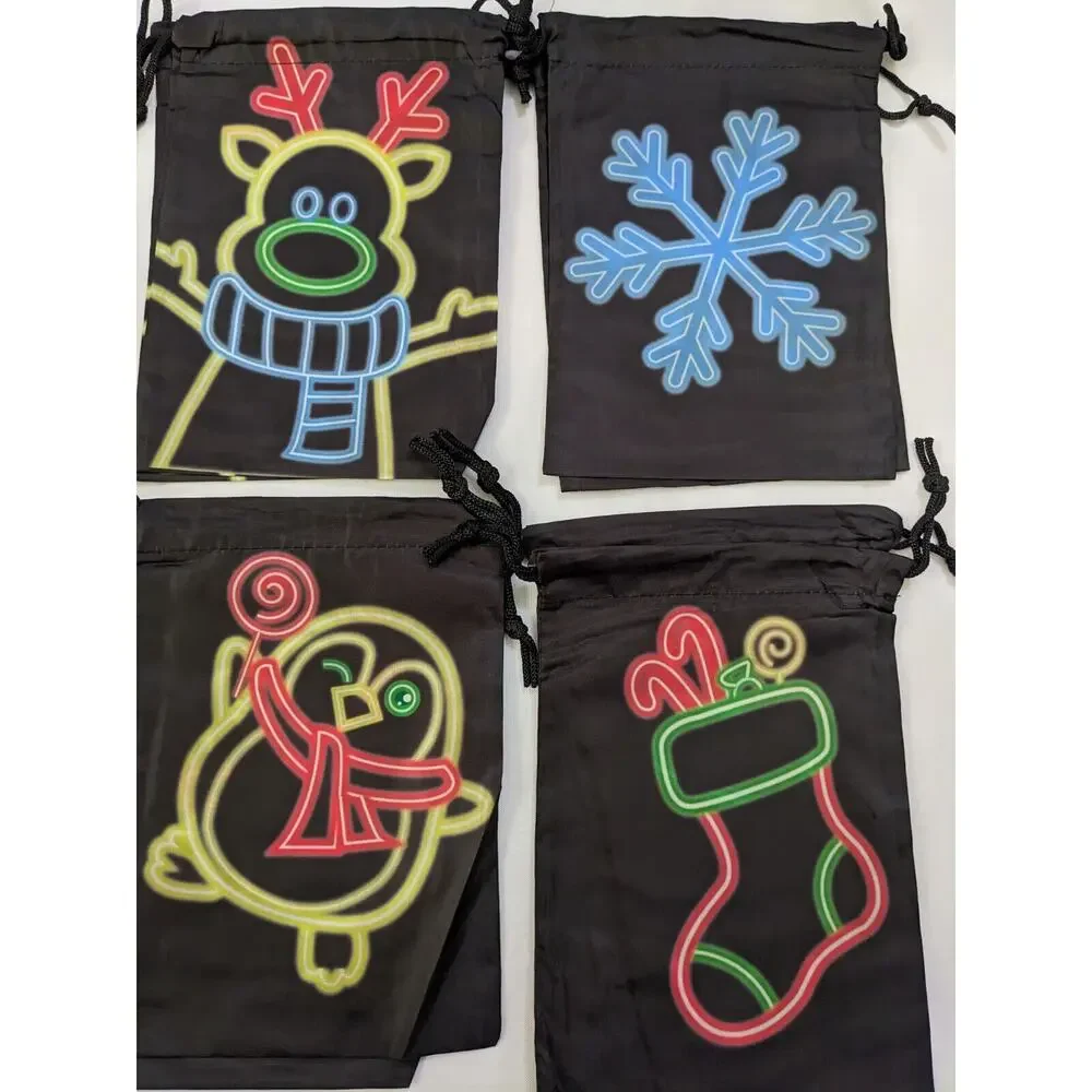 24 pc 12 Style Christmas Drawstring Bags Drawstring Party 7x10
